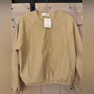 NWT Elle Grey Faux Leather Bomber Jacket